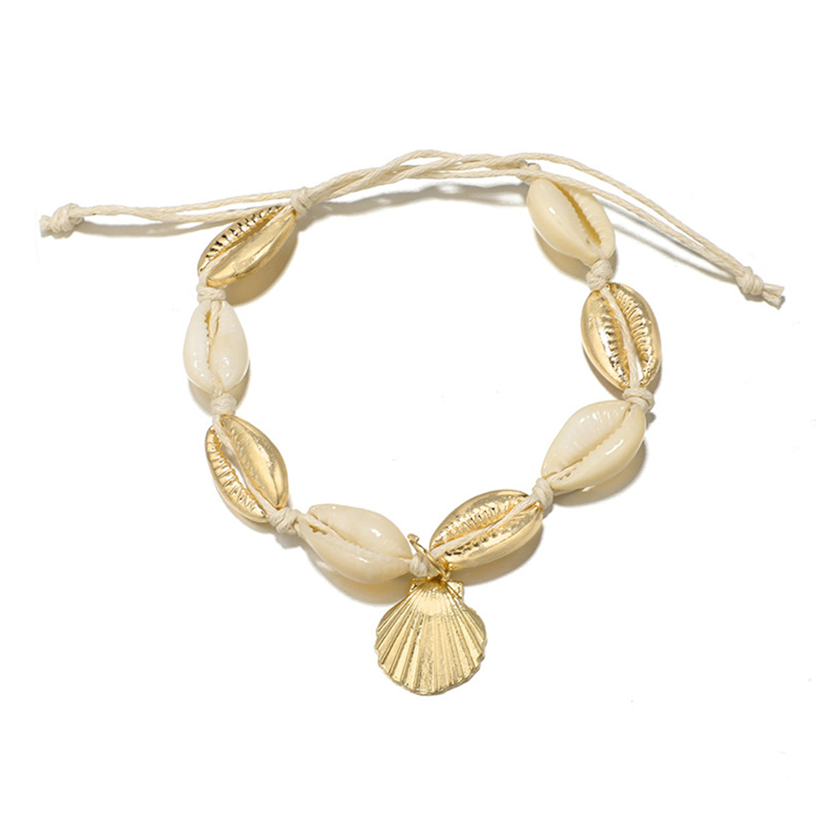 Shell & 18K Gold-Plated Shell-Charm Adjustable Anklet