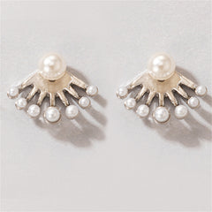 Pearl & Silver-Plated Fan Ear Jackets