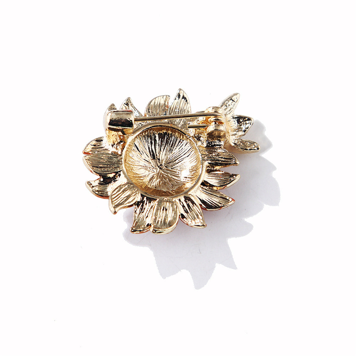 Cubic Zirconia and 18K Gold-Plated Sunflower Bee Brooch, gold brooch pin, everyday style, lifestyle look