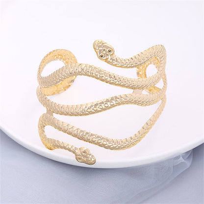 18K Gold-Plated Serpentine Arm Cuff, dainty minimalist design, side view