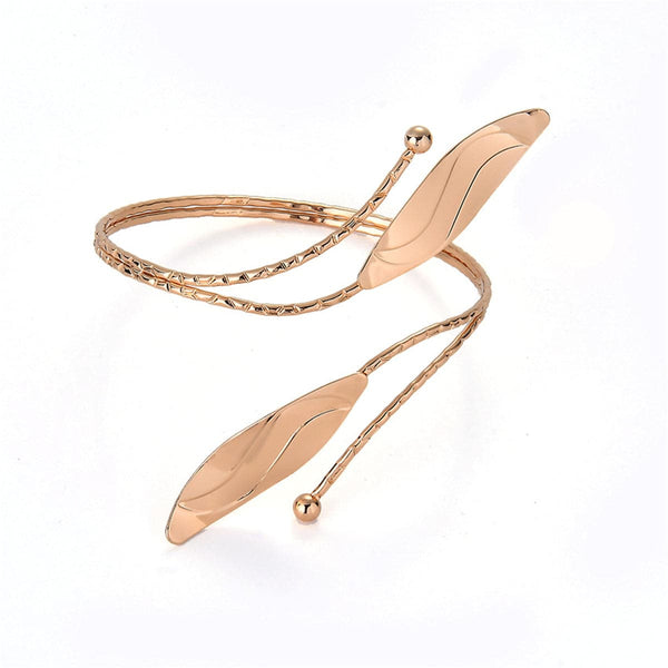 18k Gold-Plated Leaves Bypass Arm Cuff