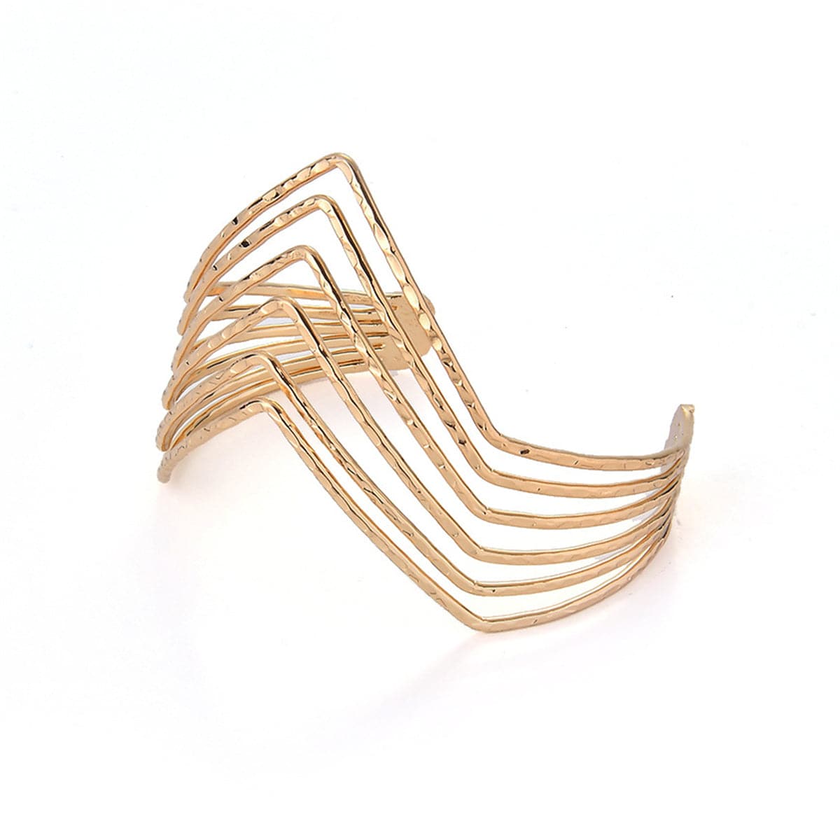 18K Gold-Plated Open Chevron Arm Cuff, everyday style, front view
