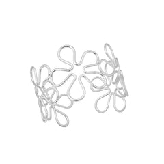 Silver-Plated Linked Open Flower Arm Cuff