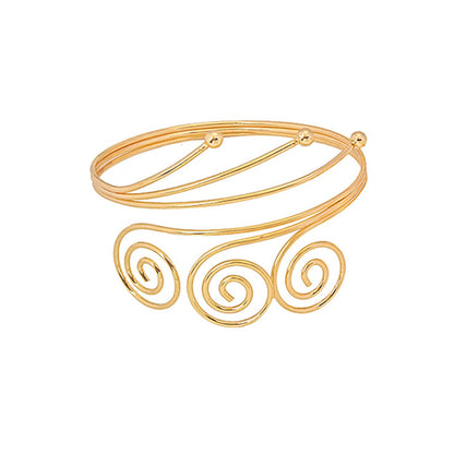18K Gold-Plated Trip-Swirl Arm Cuff, elegant gift for her, front view