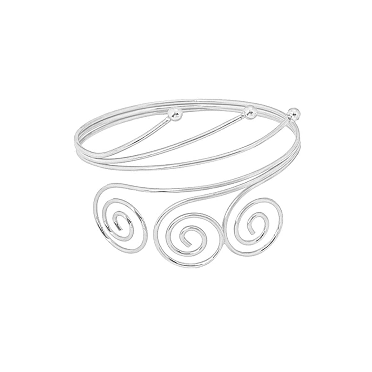 Silver-Plated Triple-Swirl Arm Cuff, vintage-inspired design, front view