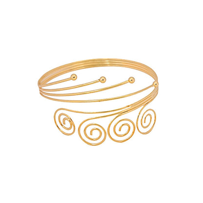 18K Gold-Plated Four-Swirl Arm Cuff, vintage-inspired design, front view