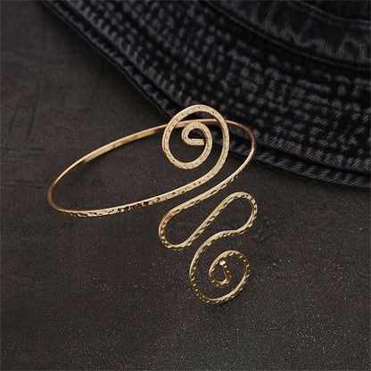18K Gold-Plated Open Swirl Arm Cuff, everyday style, front view