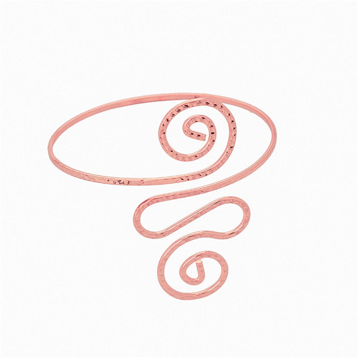 18K Rose Gold-Plated Open Swirl Arm Cuff, botanical inspired, front view