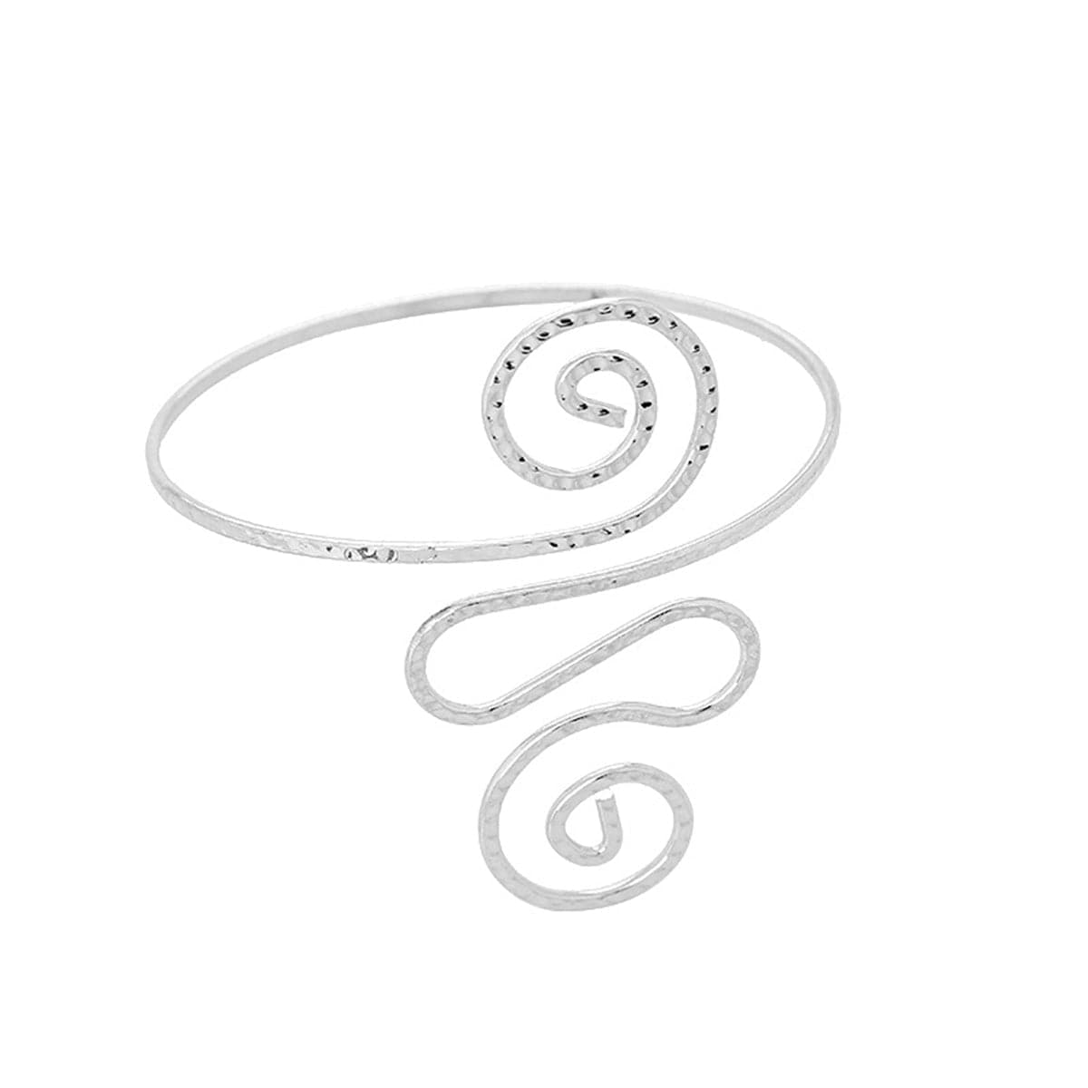 Silver-Plated Open-Swirl Arm Cuff, dainty minimalist design, front view