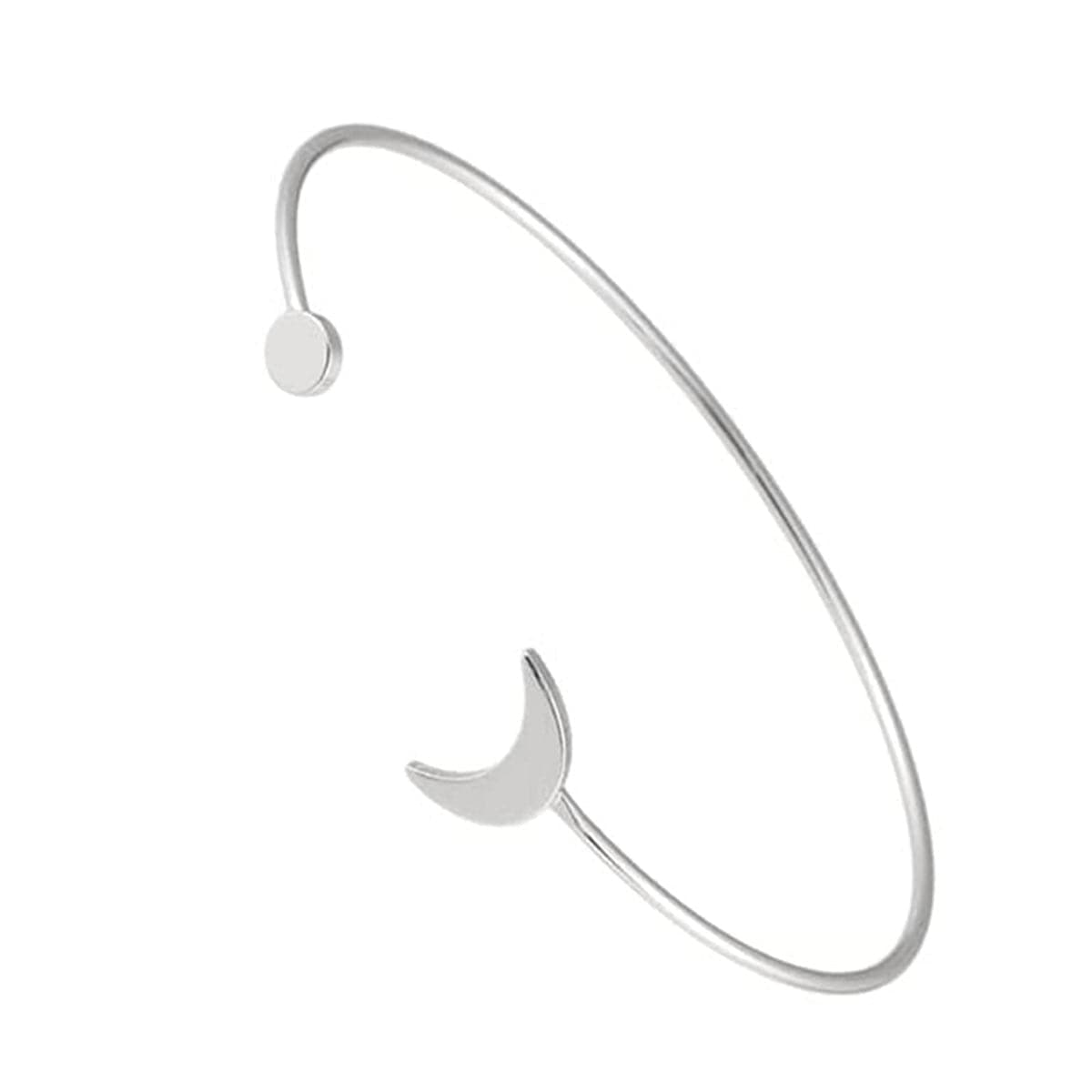Silver-Plated Moon Arm Cuff, everyday style, front view