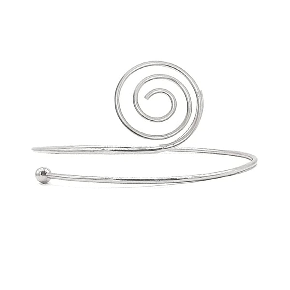 Silver-Plated Swirl Arm Cuff, botanical inspired, front view