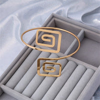 Goldtone Stacked-Square Bypass Arm Cuff