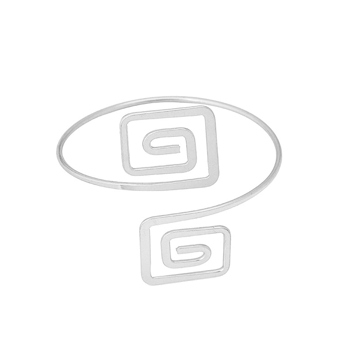 Silver-Plated Square Swirl Bypass Arm Cuff, vintage-inspired design, front view
