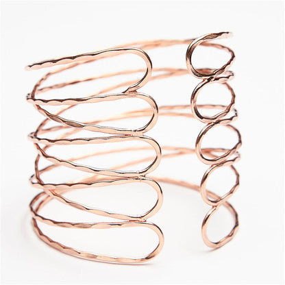 18K Rose Gold-Plated Open Geometric Arm Cuff, botanical inspired, front view