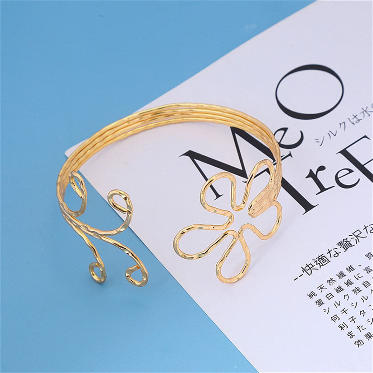 18K Gold-Plated Open Flower Arm Cuff