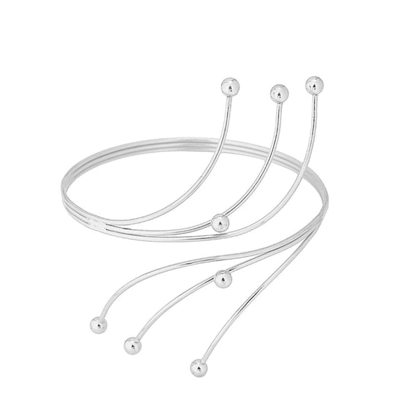 Silvertone Beads Bypass Arm Cuff