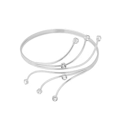 Cubic Zirconia & Silver-Plated Bypass Arm Cuff