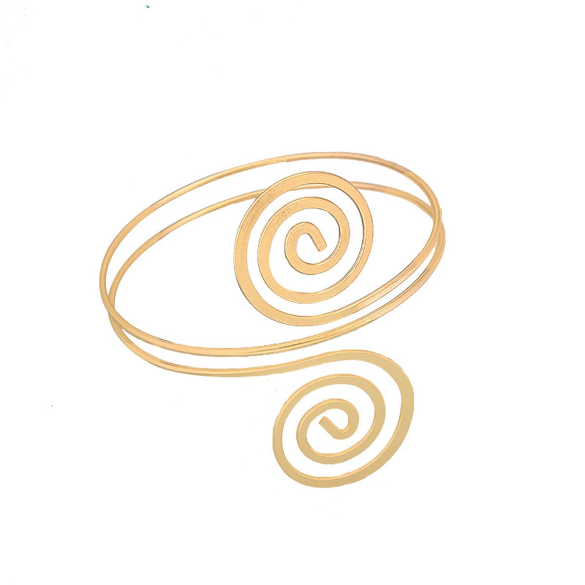 18K Gold-Plated Swirl Bypass Arm Cuff, dainty minimalist design, front view