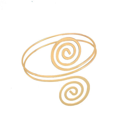18K Gold-Plated Swirl Bypass Arm Cuff, dainty minimalist design, front view