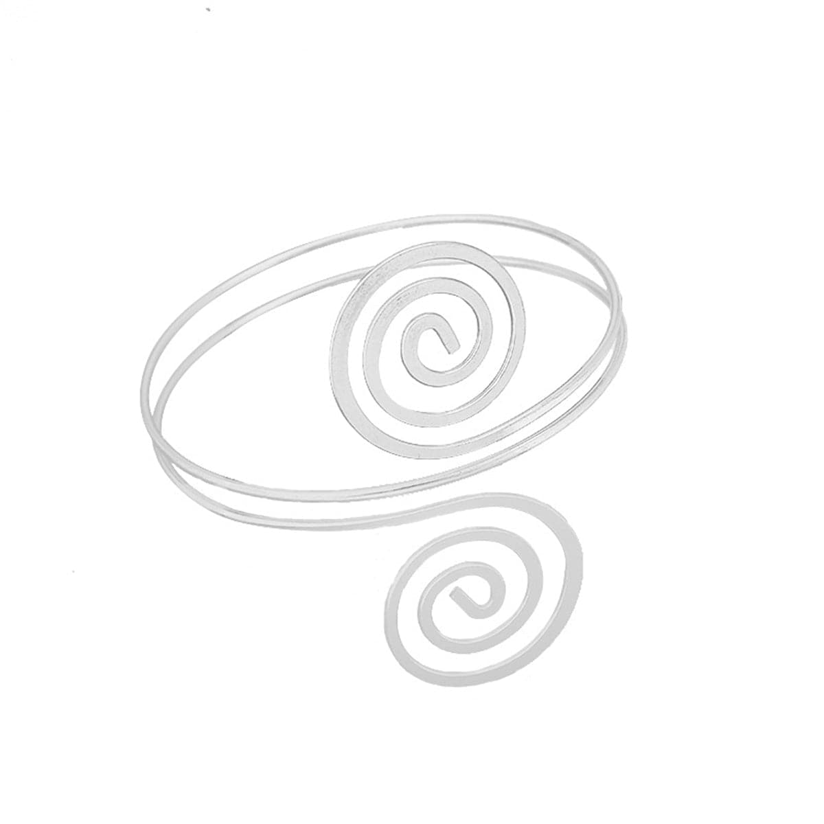 Silver-Plated Swirl Bypass Arm Cuff, vintage-inspired design, front view