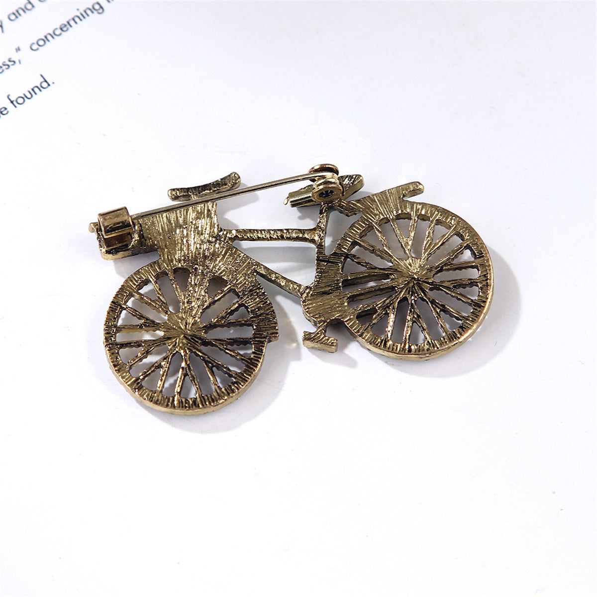Blue Enamel & Cubic Zirconia 18K Gold-Plated Bicycle Brooch
