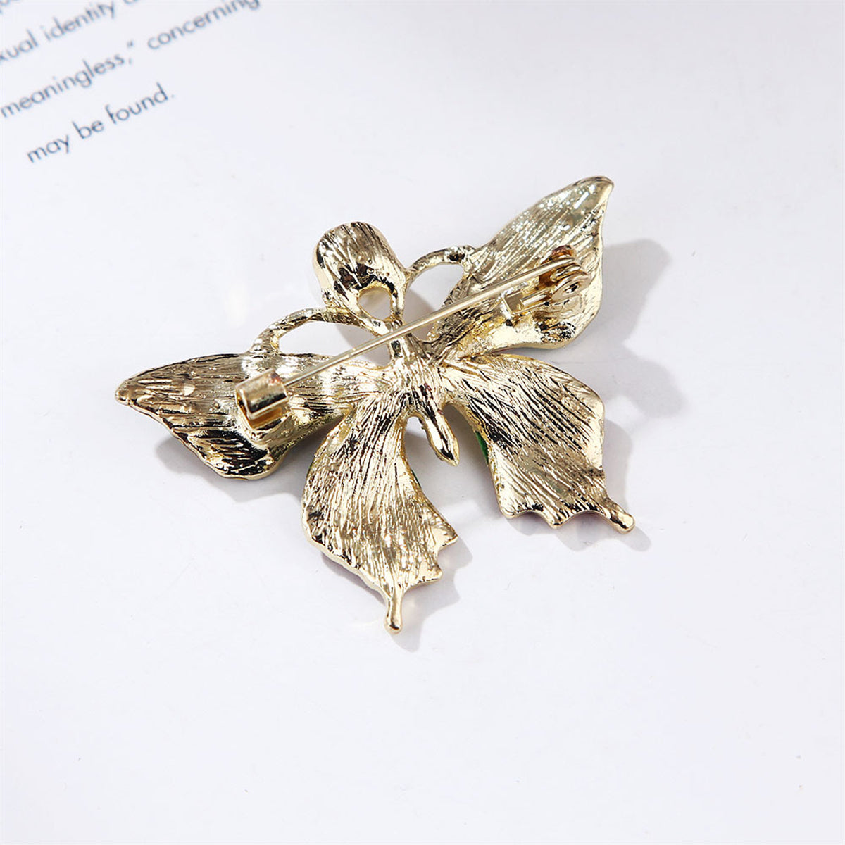 Pearl and Cubic Zirconia Multicolor Enamel 18K Gold-Plated Butterfly Brooch, gold brooch pin, styled look