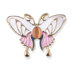 White Enamel & Cat Eye 18K Gold-Plated Butterfly Brooch