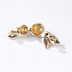 Cubic Zirconia & Green Enamel Magnolia Brooch