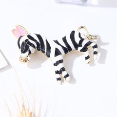 Black & White Enamel Zebra Brooch