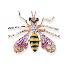 Cubic Zirconia & Enamel 18K Gold-Plated Bee Brooch