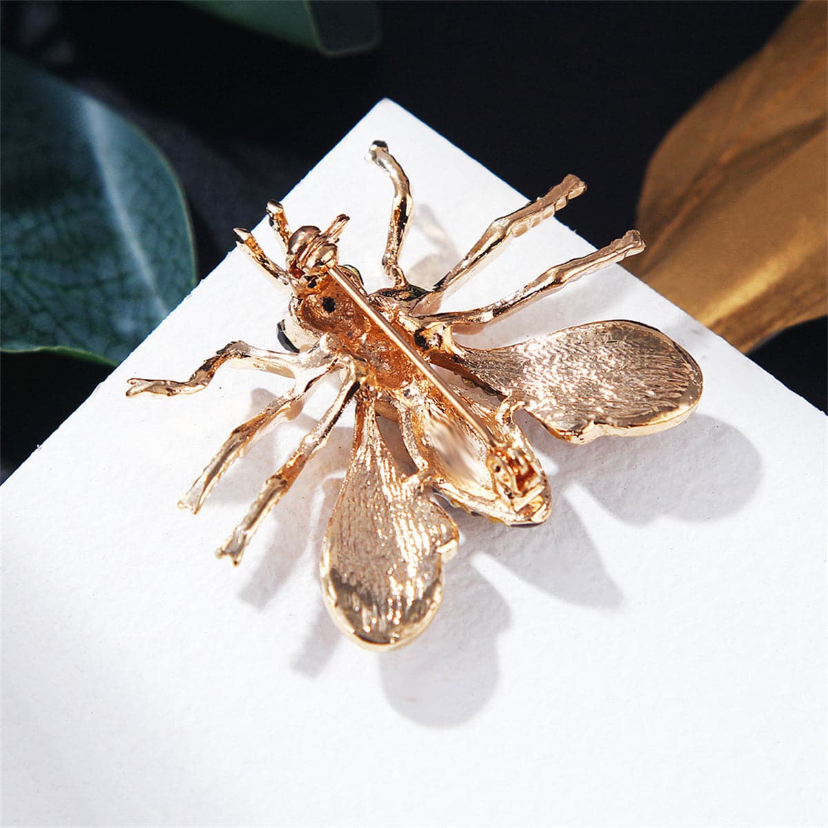 Cubic Zirconia & Enamel 18K Gold-Plated Bee Brooch