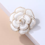 White & Pearl Camellia Brooch