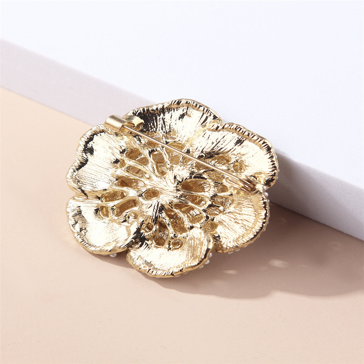 Black & Pearl Camellia Brooch