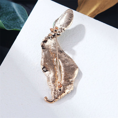Green Enamel and 18K Gold-Plated Leaf Brooch, gold brooch pin, elegant gift for her, side view