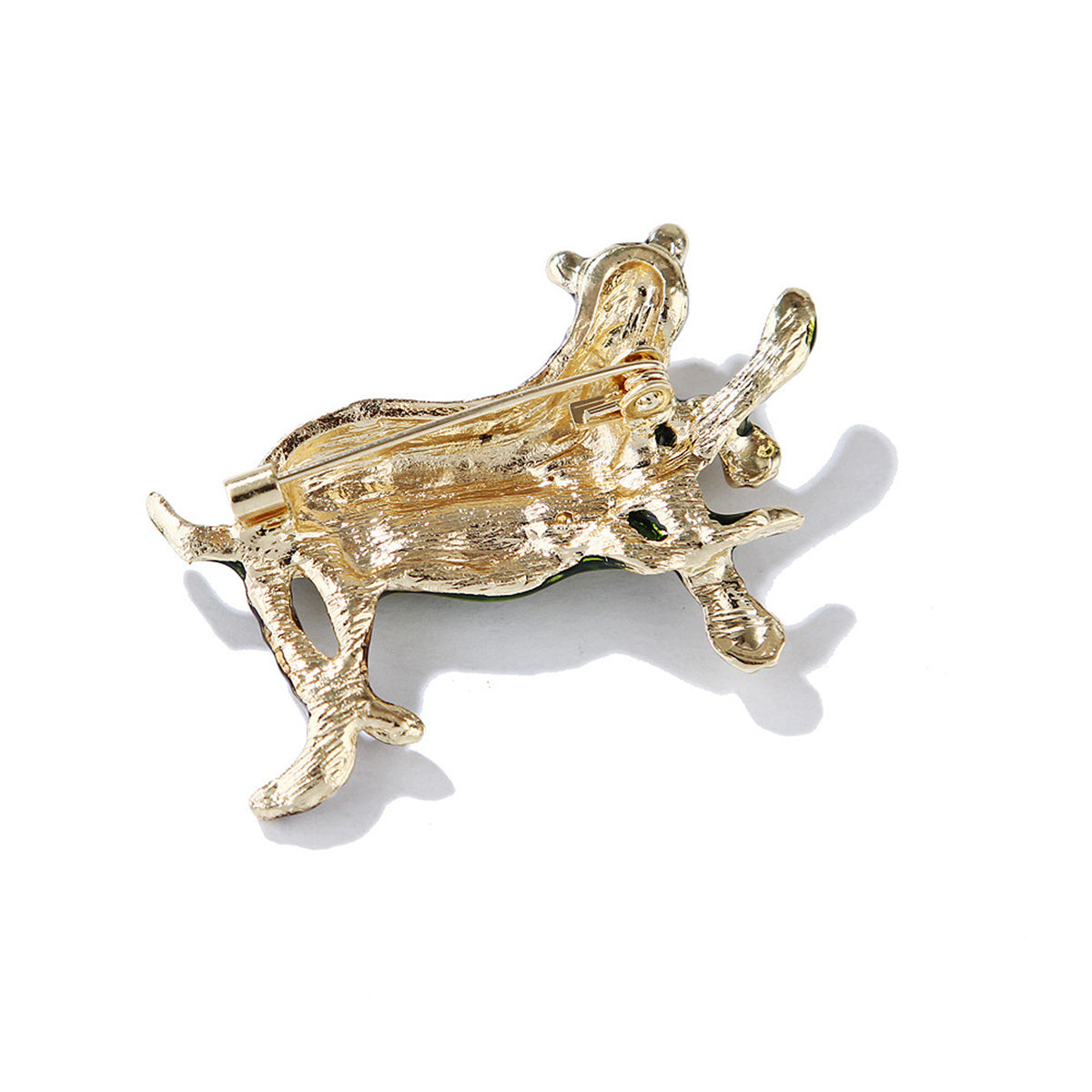 Green Enamel and 18K Gold-Plated Leopard Brooch, gold brooch pin, elegant gift for her, lifestyle look