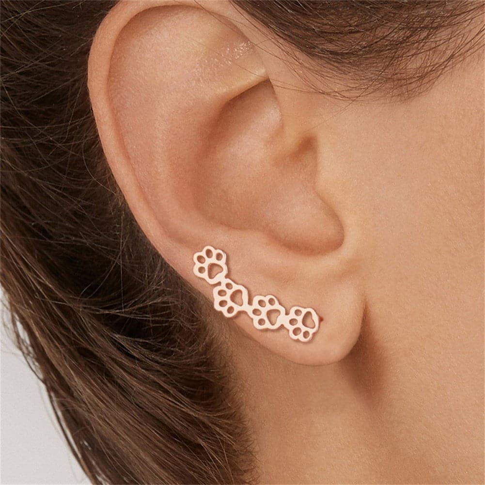 18K Rose Gold-Plated Paw Ear Climbers