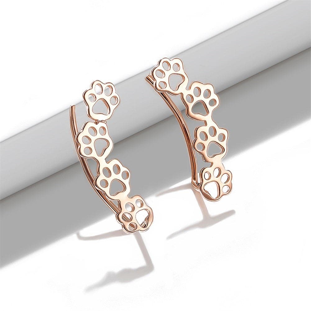 18K Rose Gold-Plated Paw Ear Climbers
