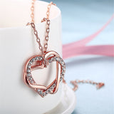 Cubic Zirconia & Rose Goldtone Double Heart Pendant Necklace - streetregion
