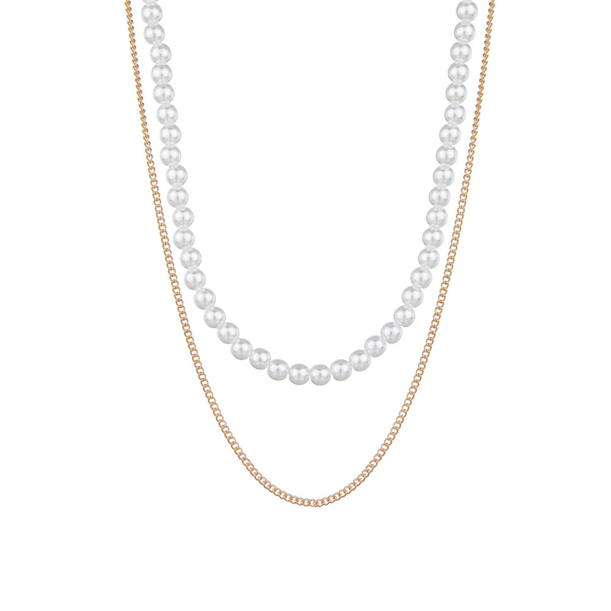 Pearl and 18K Gold-Plated Layered Necklace, gold pendant necklace for women, everyday style, side view