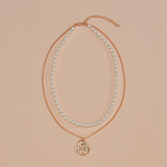 Pearl & 18K Gold-Plated Owl Layered Pendant Necklace