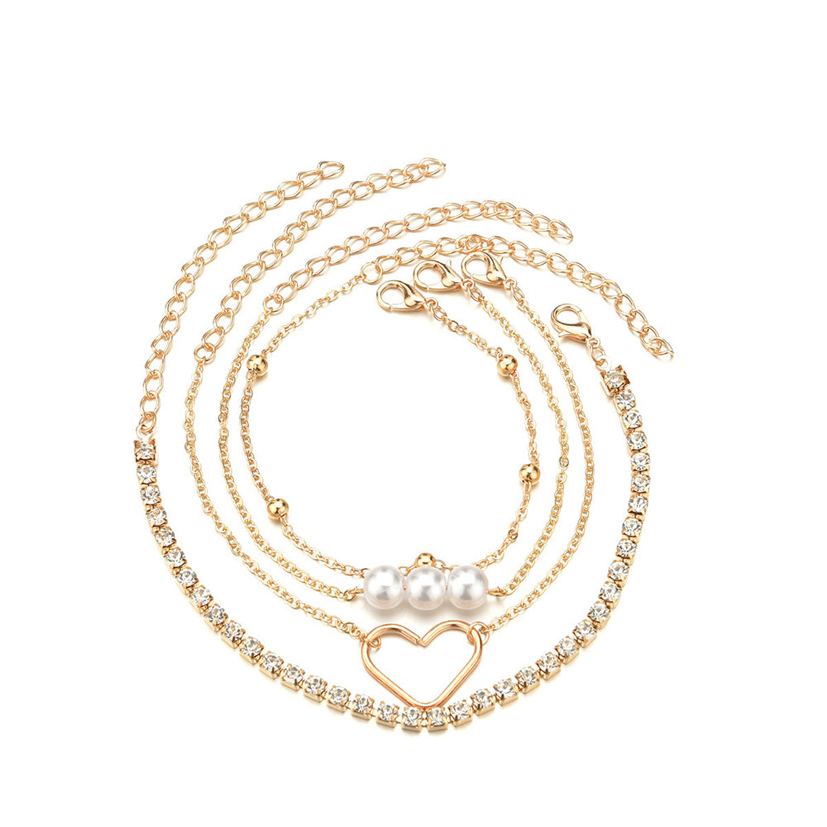 Cubic Zirconia & Pearl 18K Gold-Plated Tennis Bracelet Set