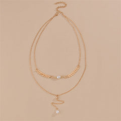 Pearl & 18K Gold-Plated Wheat Ear Chain-Drop Layered Necklace