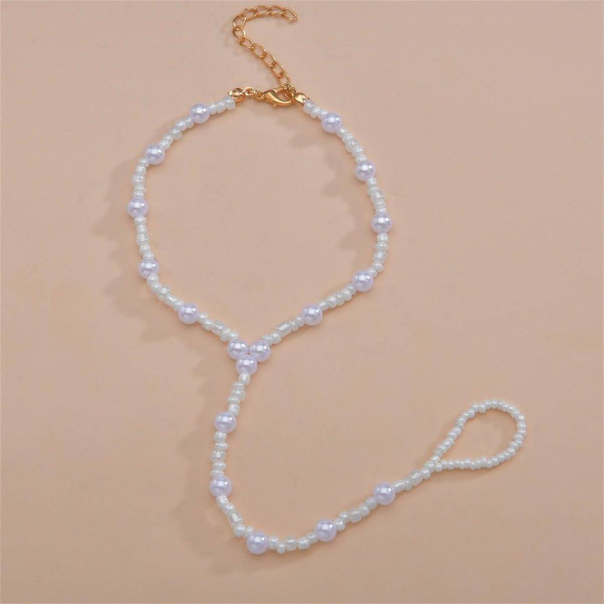 White Howlite & Pearl 18K Gold-Plated Toe-Ring Anklet