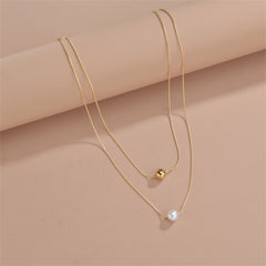 Pearl & 18K Gold-Plated Bead Layered Necklace