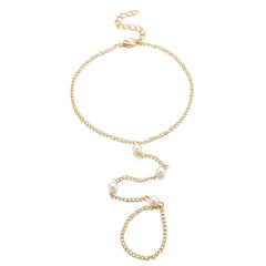 Pearl & 18K Gold-Plated Toe-Ring Anklet