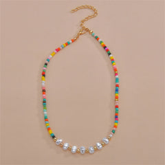 Pearl & Red Multicolor Howlite 18K Gold-Plated Choker Necklace
