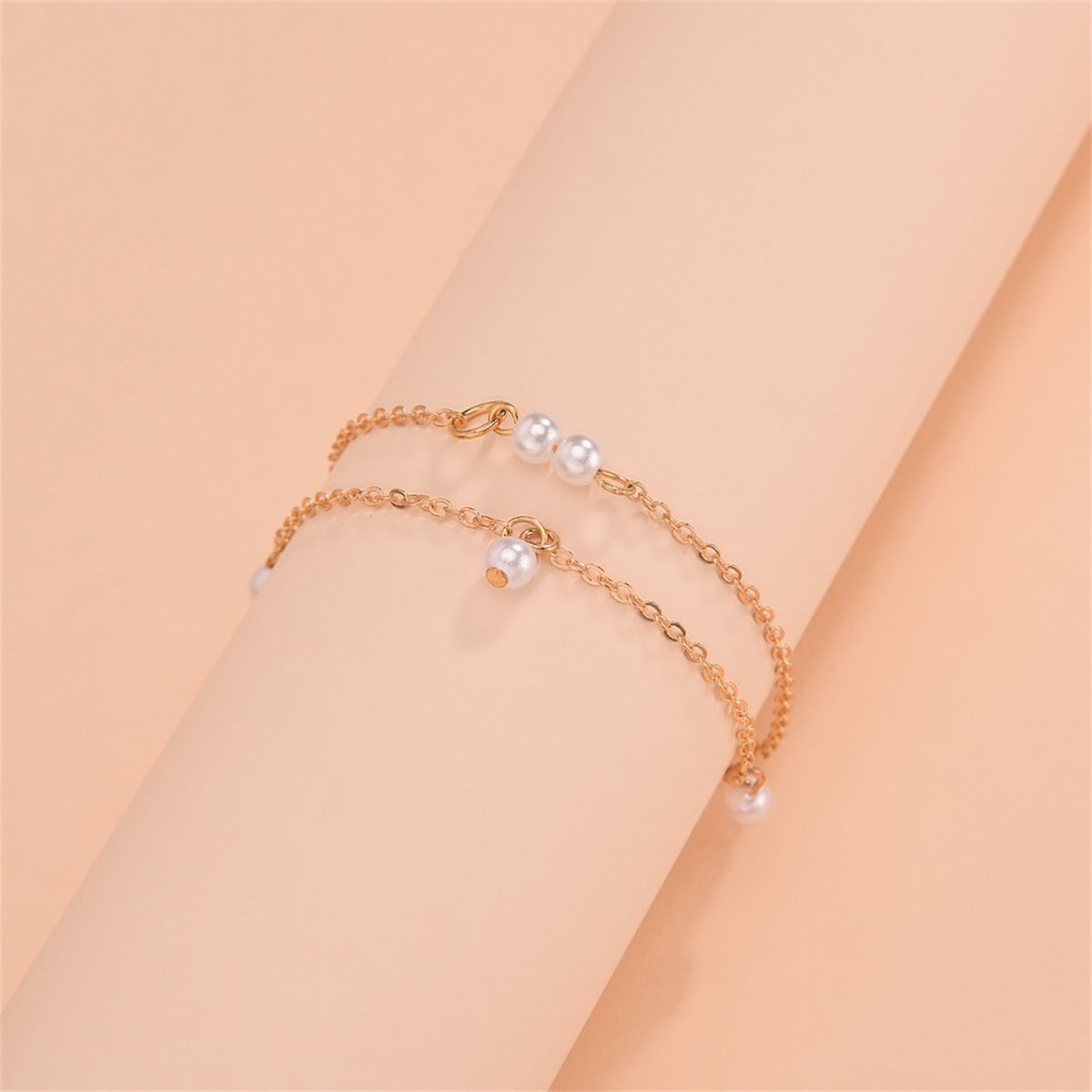 Pearl & 18K Gold-Plated Layered Bracelet