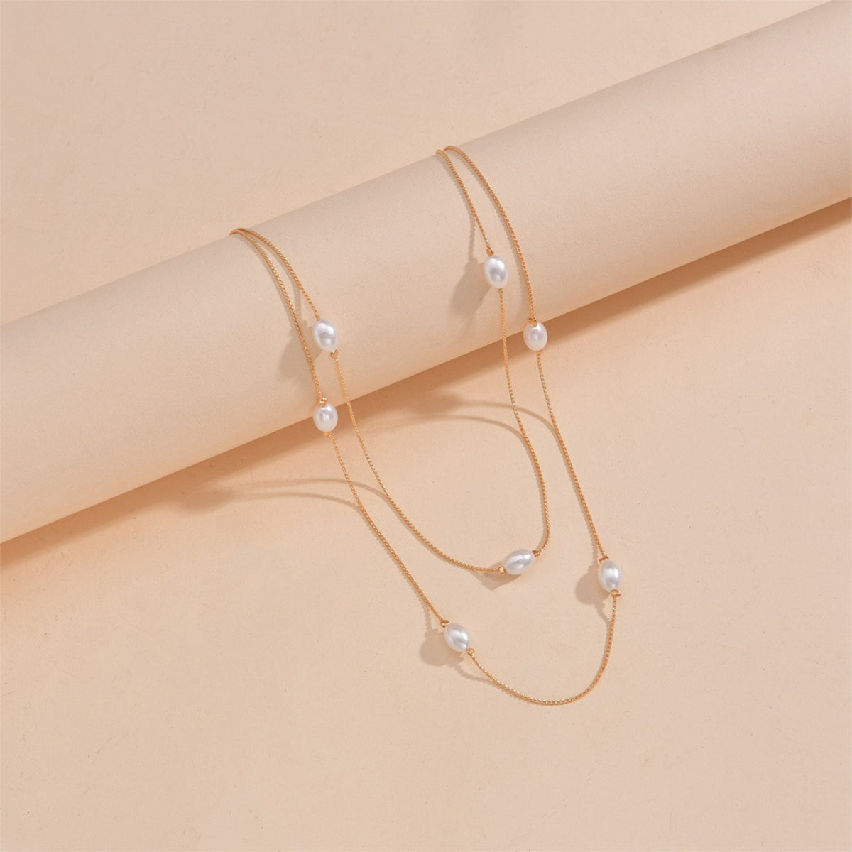 Pearl & 18K Gold-Plated Layered Station Necklace