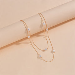 Pearl & 18K Gold-Plated Layered Station Necklace