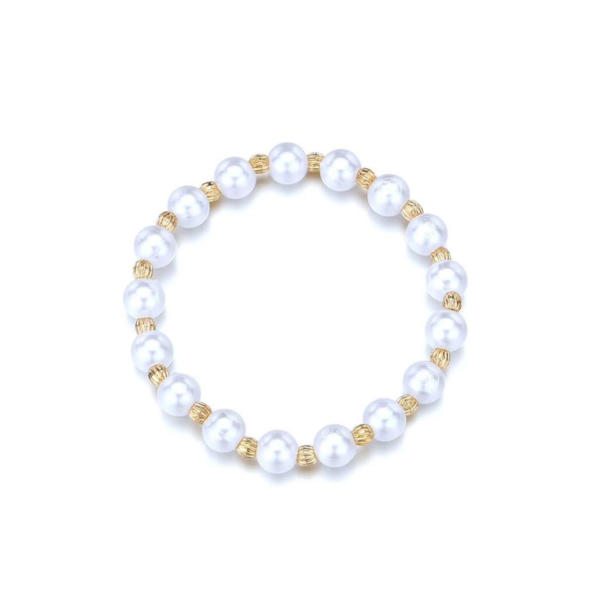 Pearl & 18K Gold-Plated Beaded Stretch Anklet